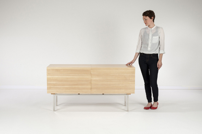 Sebastian Errazuriz, wooden chest, Mahogani Explosion, Maple wood, explosive design, wooden chest, transformable furniture