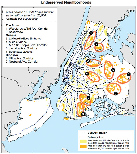 NYC subway-underserved neighborhoods