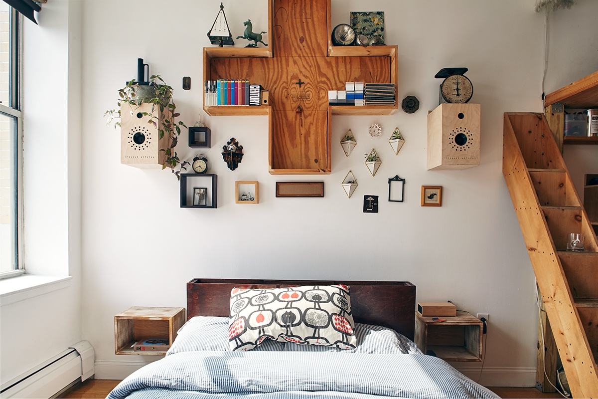 sasha maslov brooklyn navy yard loft studio bedroom