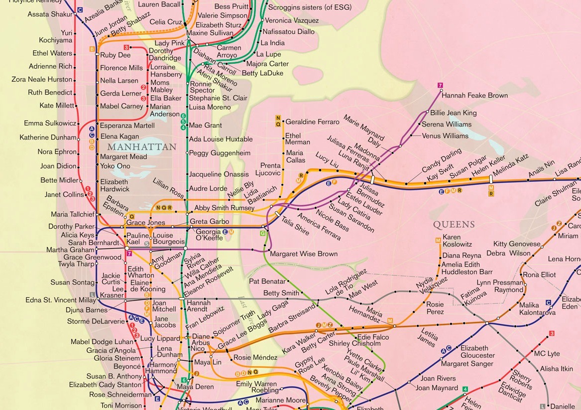 ‘City of Women’ turns the subway map into an homage to the city’s greatest females