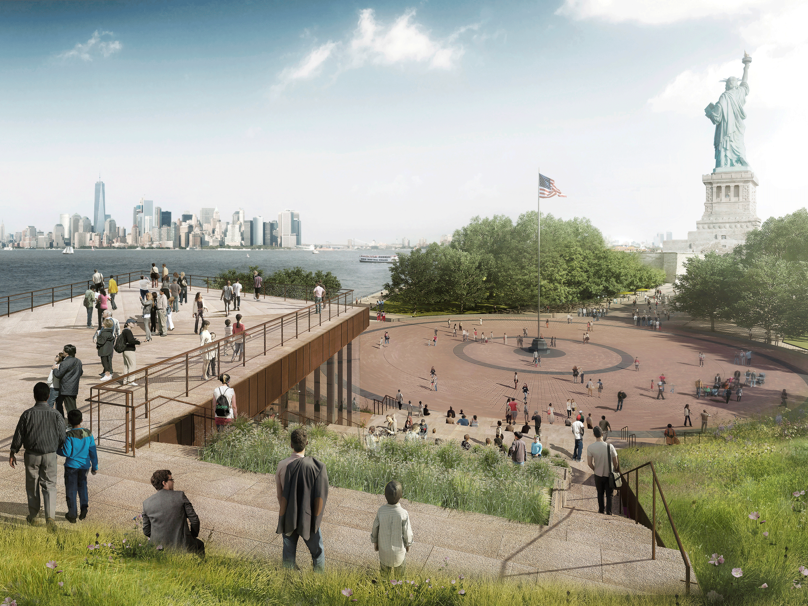 FXFOWLE reveals design for $70M Statue of Liberty Museum, complete with green roof