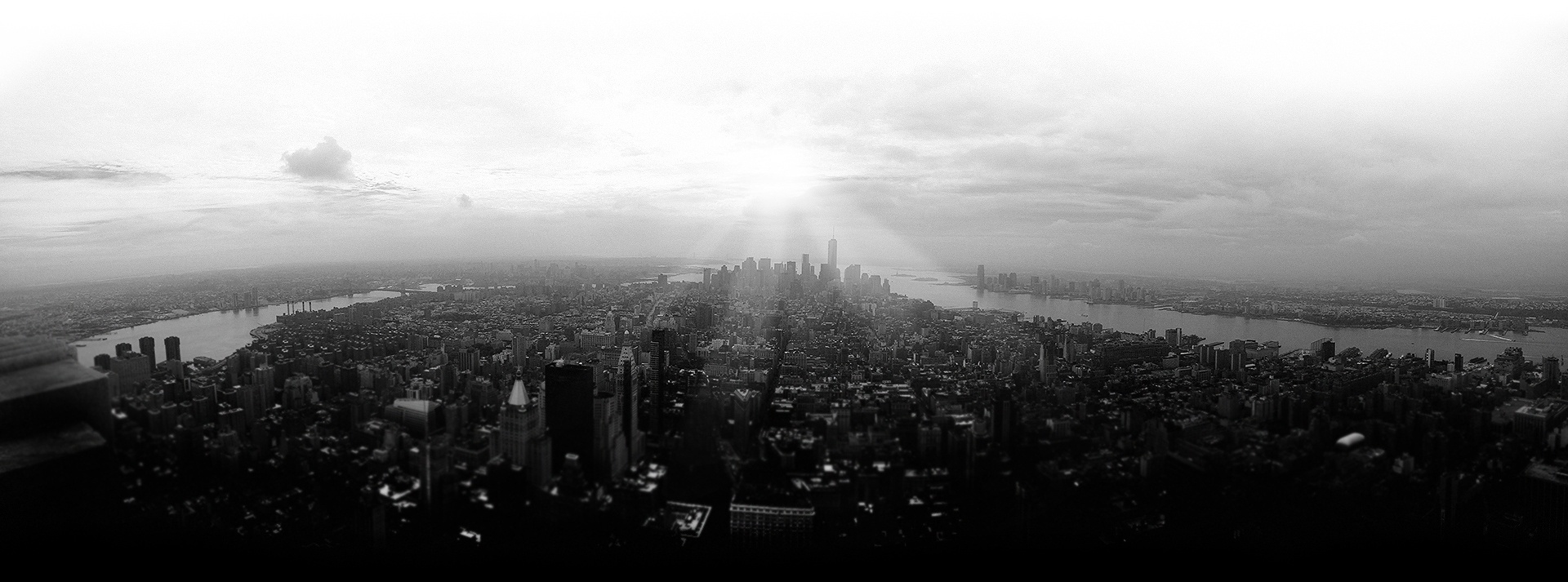 black and white NYC skyline buildings