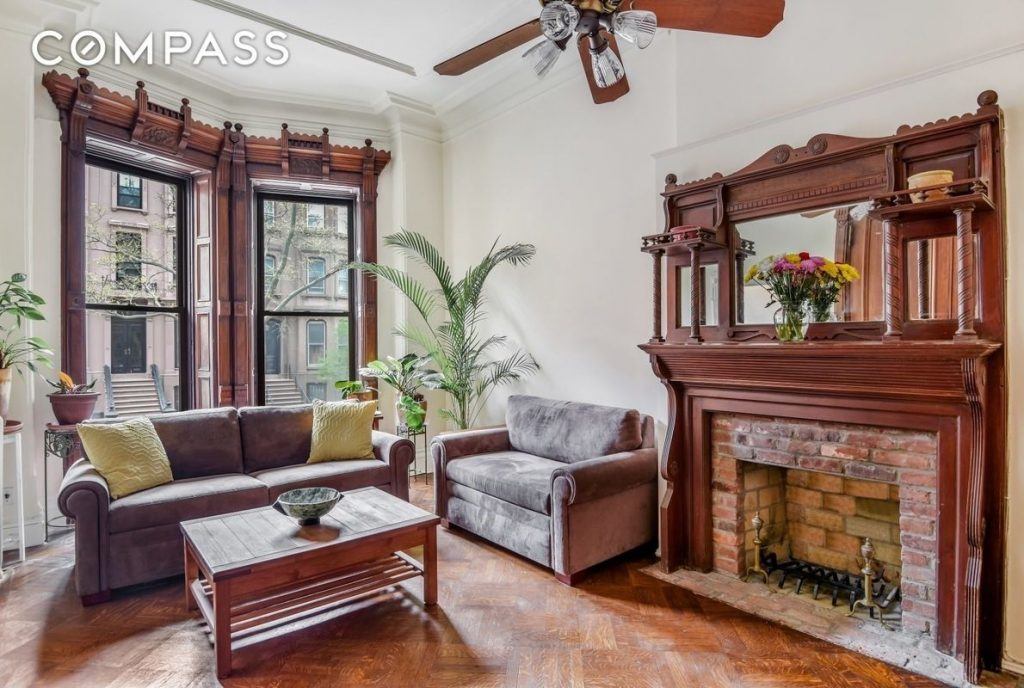 Parlor floor of an 1800s Park Slope brownstone is now a $1.5M two-bedroom co-op