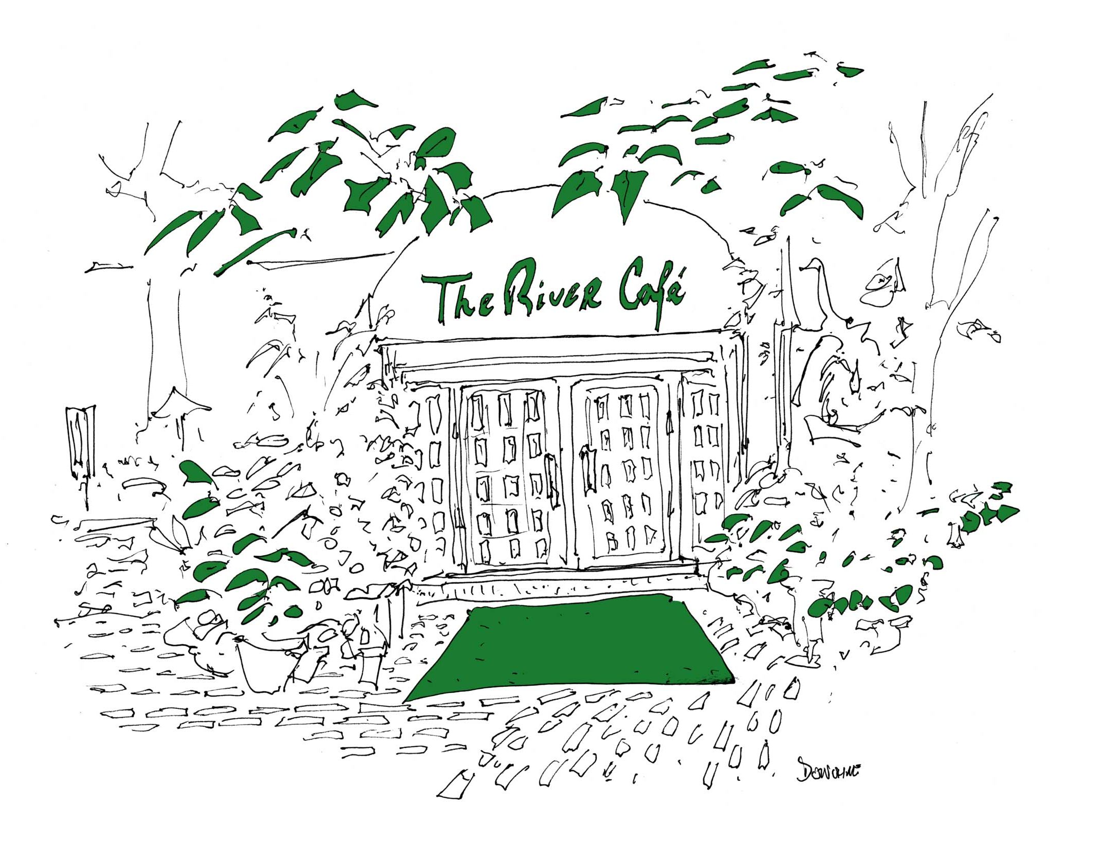 The River Cafe NYC, All the Restaurants in New York, John Donohue, NYC restaurant drawings