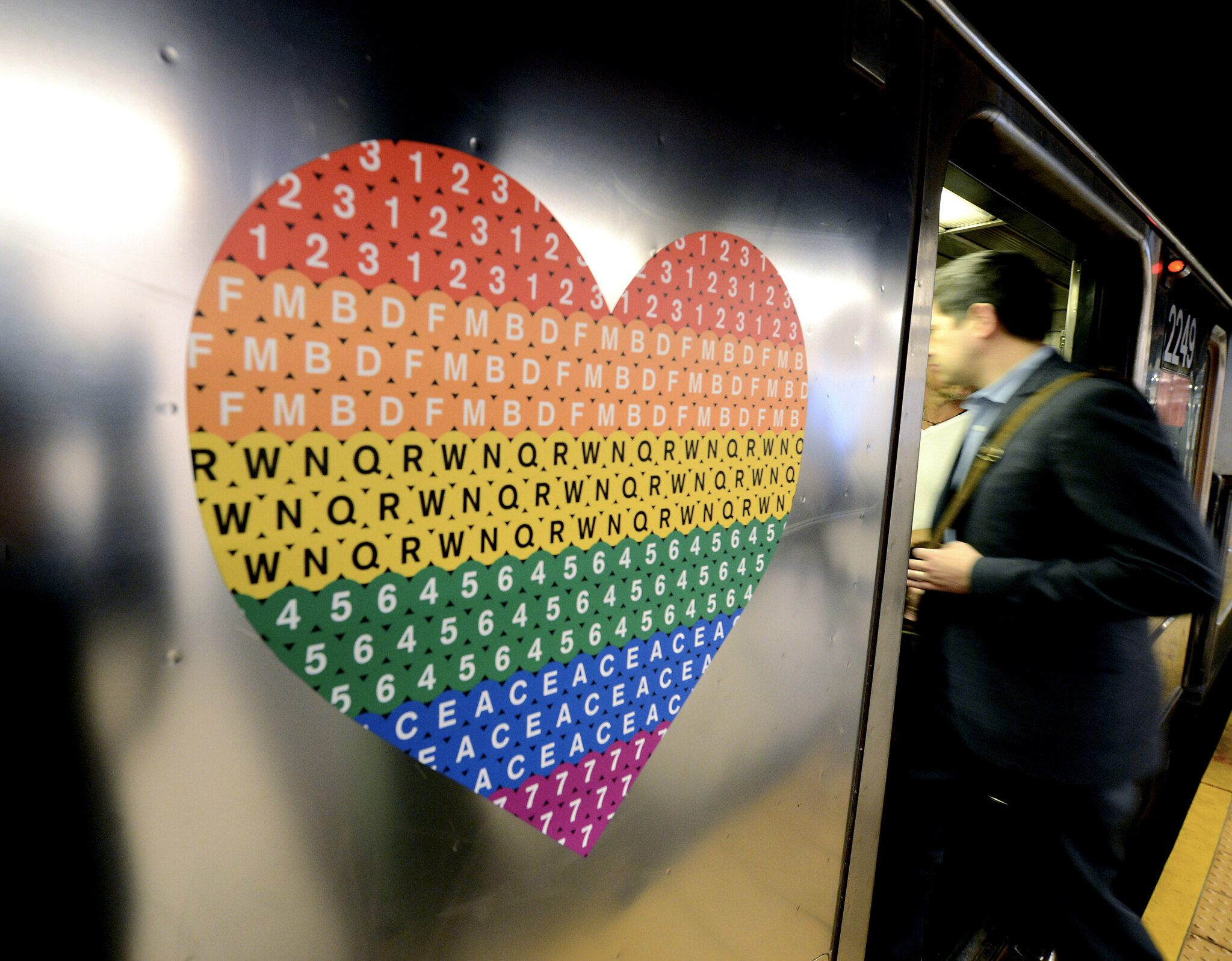 You can buy the Pride rainbow heart decals that adorn NYC subway cars