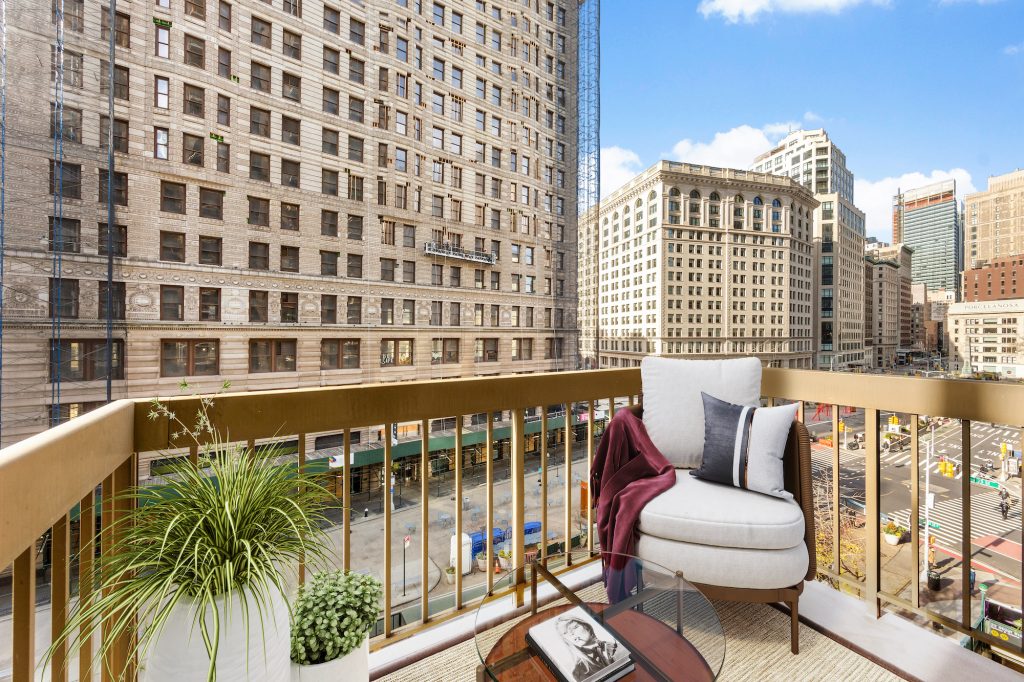 $3,650/month one-bedroom has a balcony overlooking the Flatiron Building
