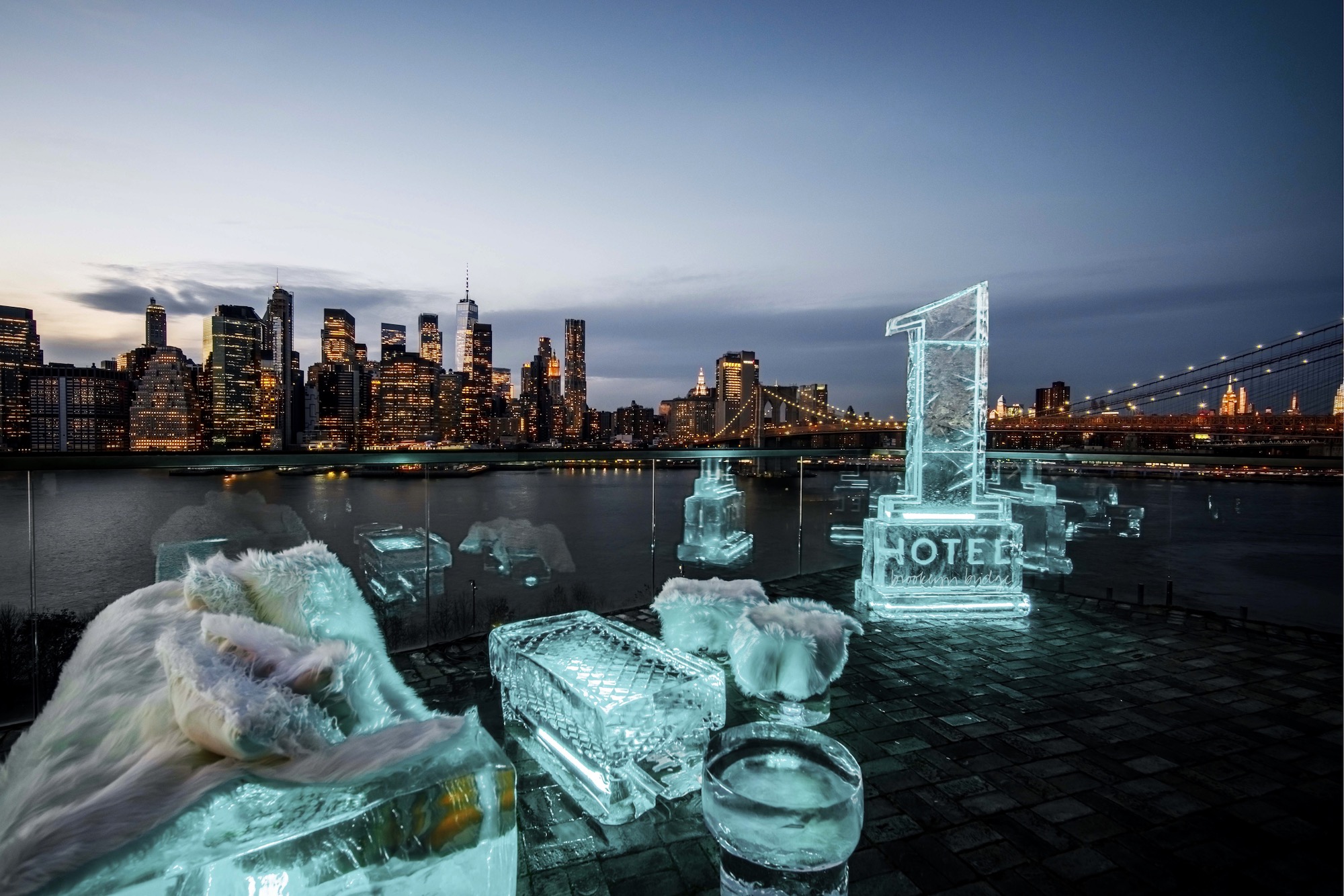 Rooftop bar made of ice opens on the Brooklyn waterfront